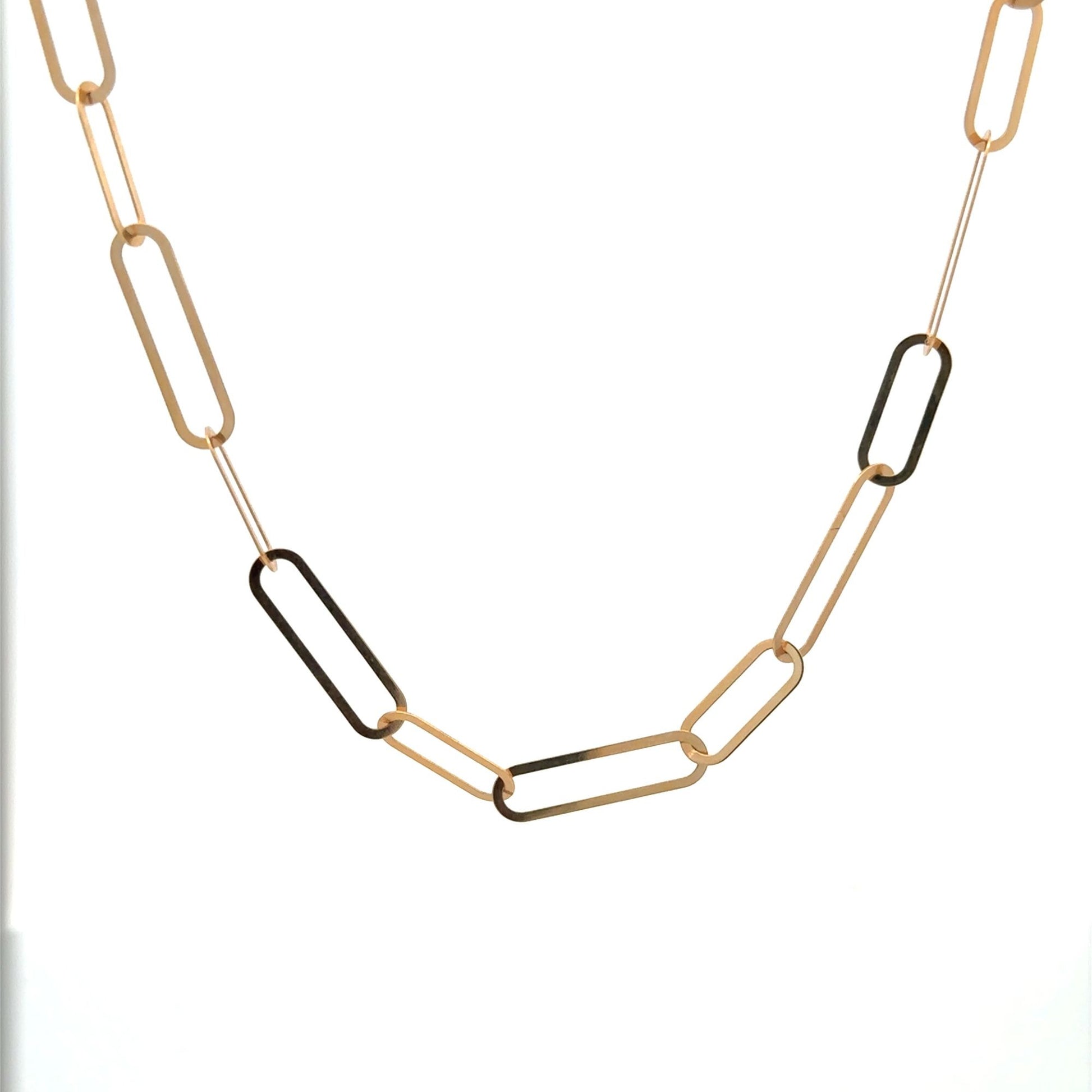 18K Gold Necklace Paperclip Chain 18 inches - Rafant