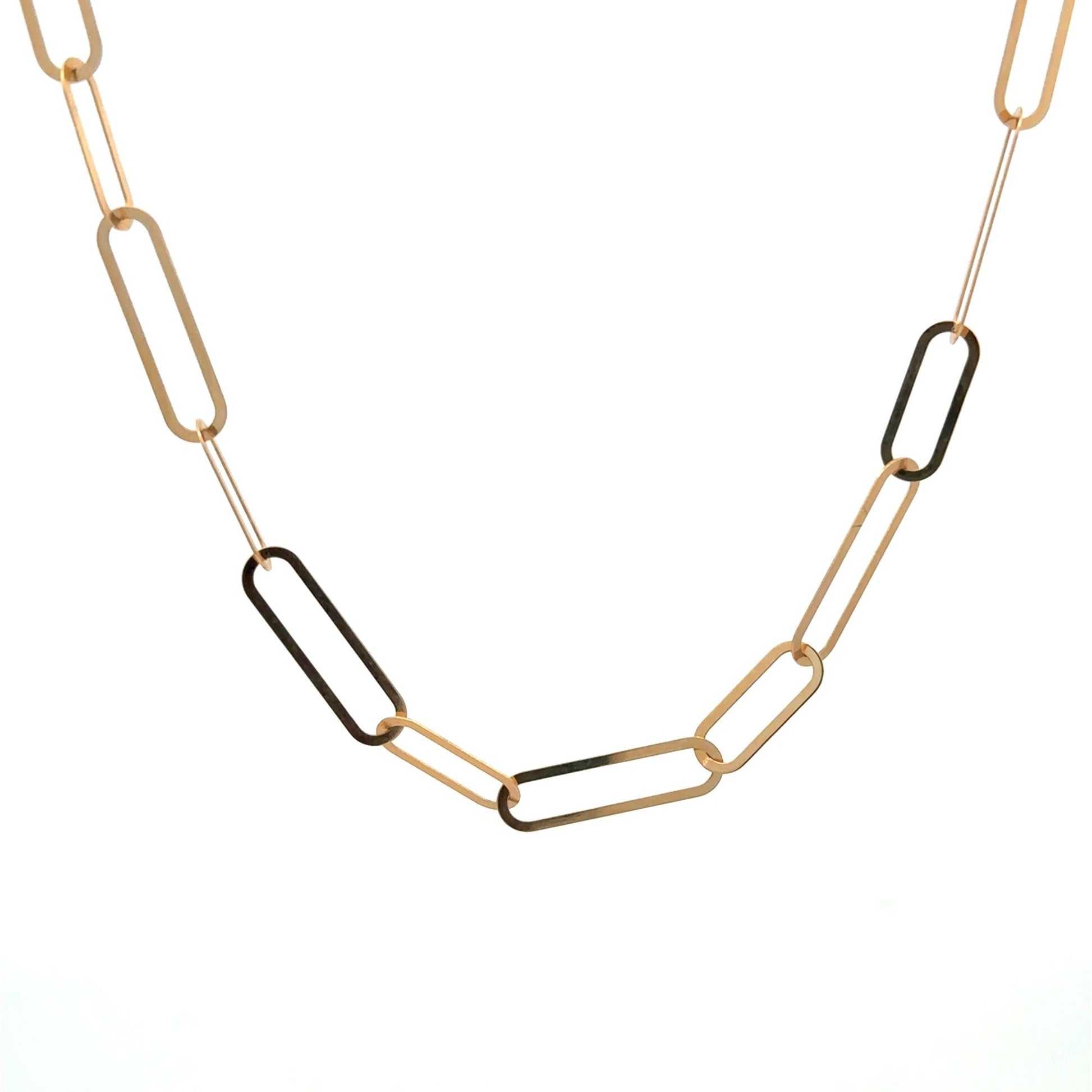 18K Gold Necklace Paperclip Chain 18 inches - Rafant