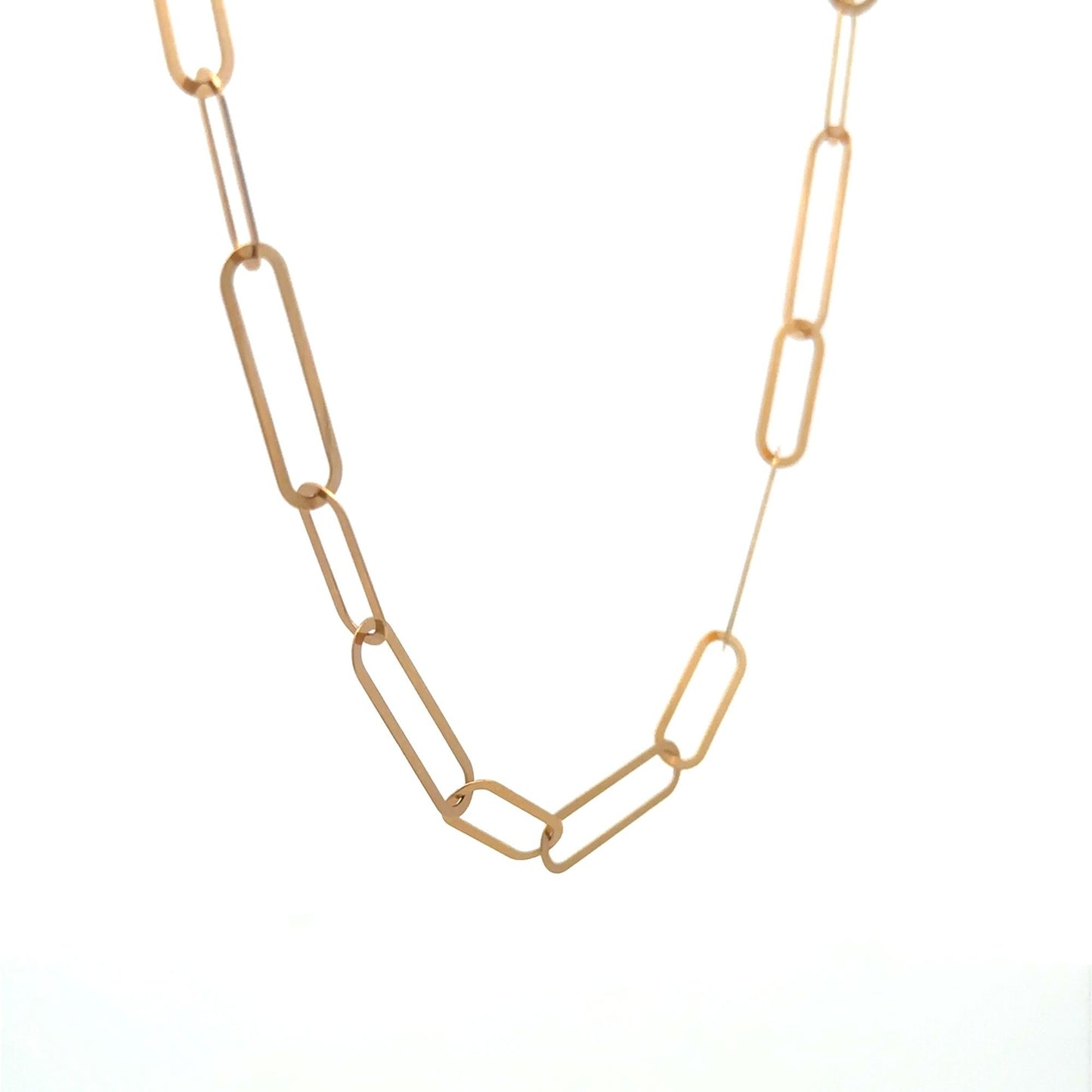 18K Gold Necklace Paperclip Chain 18 inches - Rafant