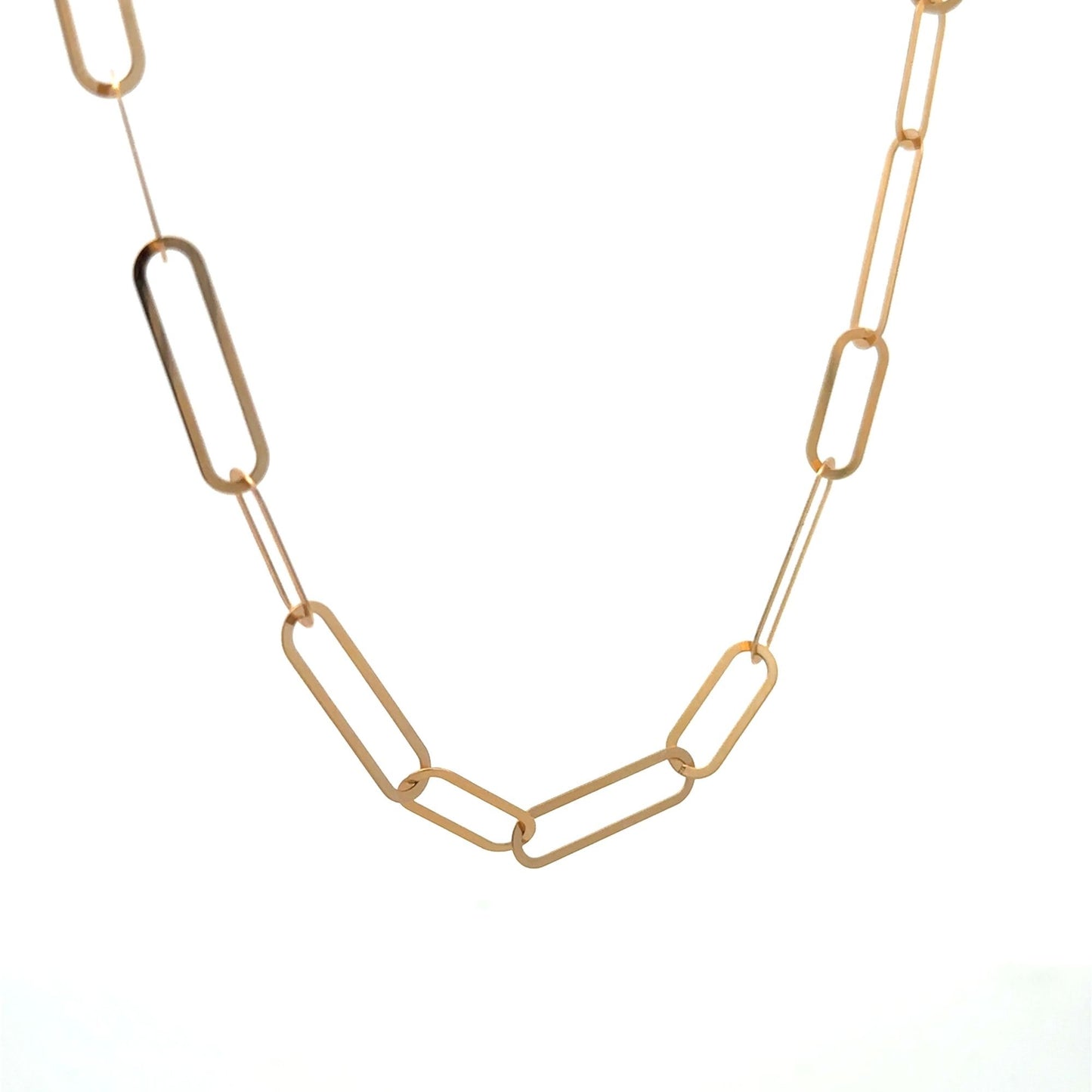 18K Gold Necklace Paperclip Chain 18 inches - Rafant