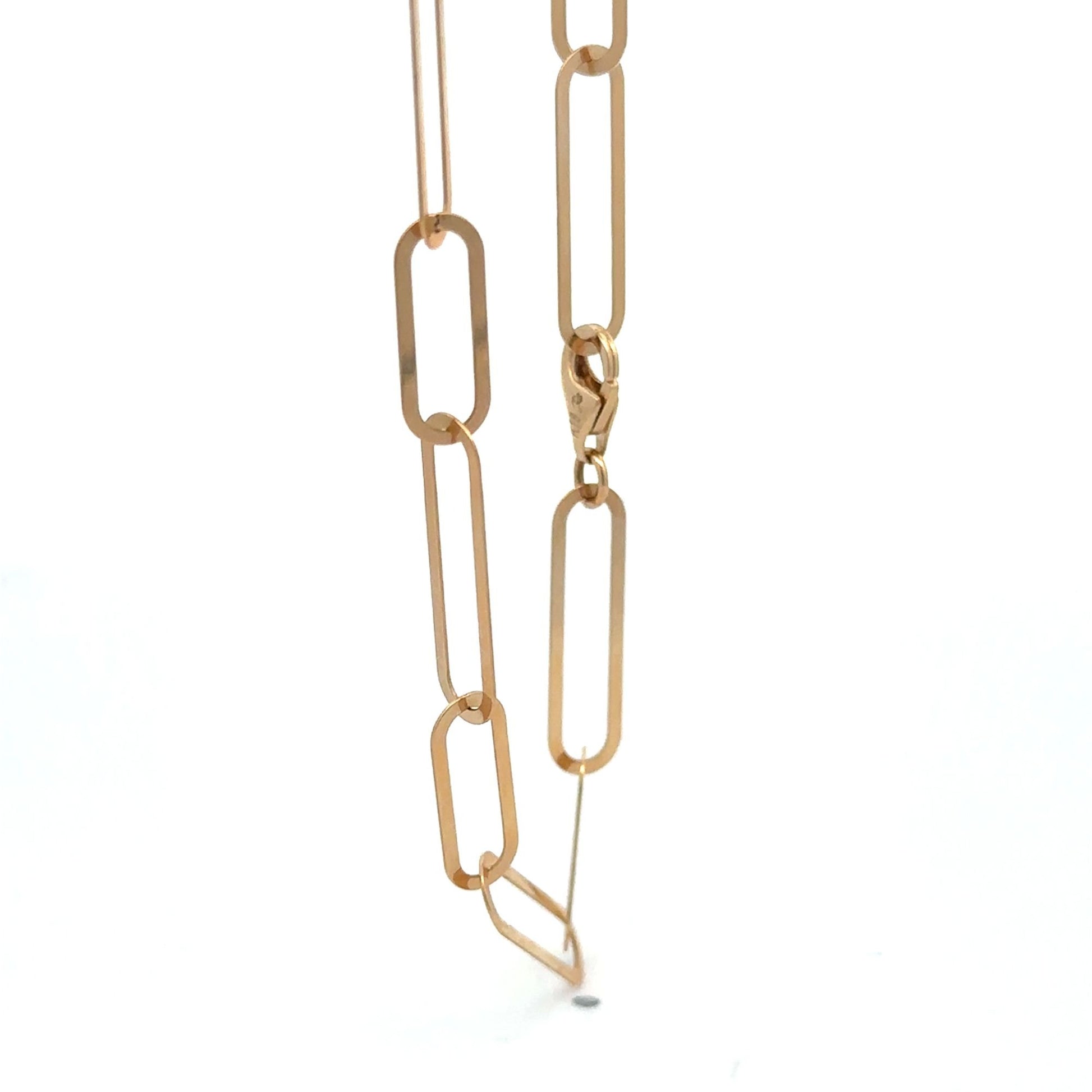 18K Gold Necklace Paperclip Chain 18 inches - Rafant