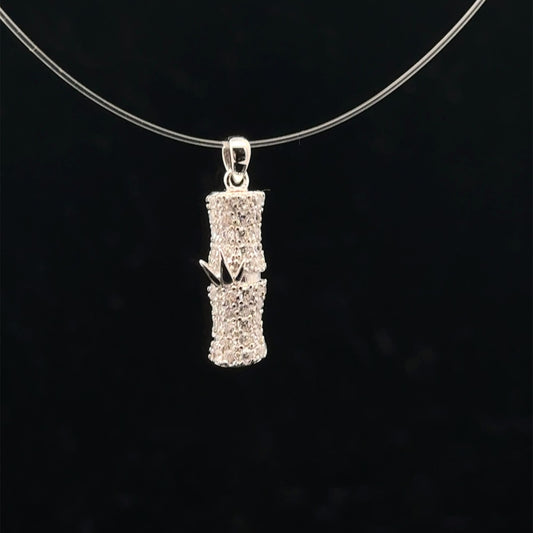 925 Sterling Silver Pendant Charm Lucky Bamboo - Rafant