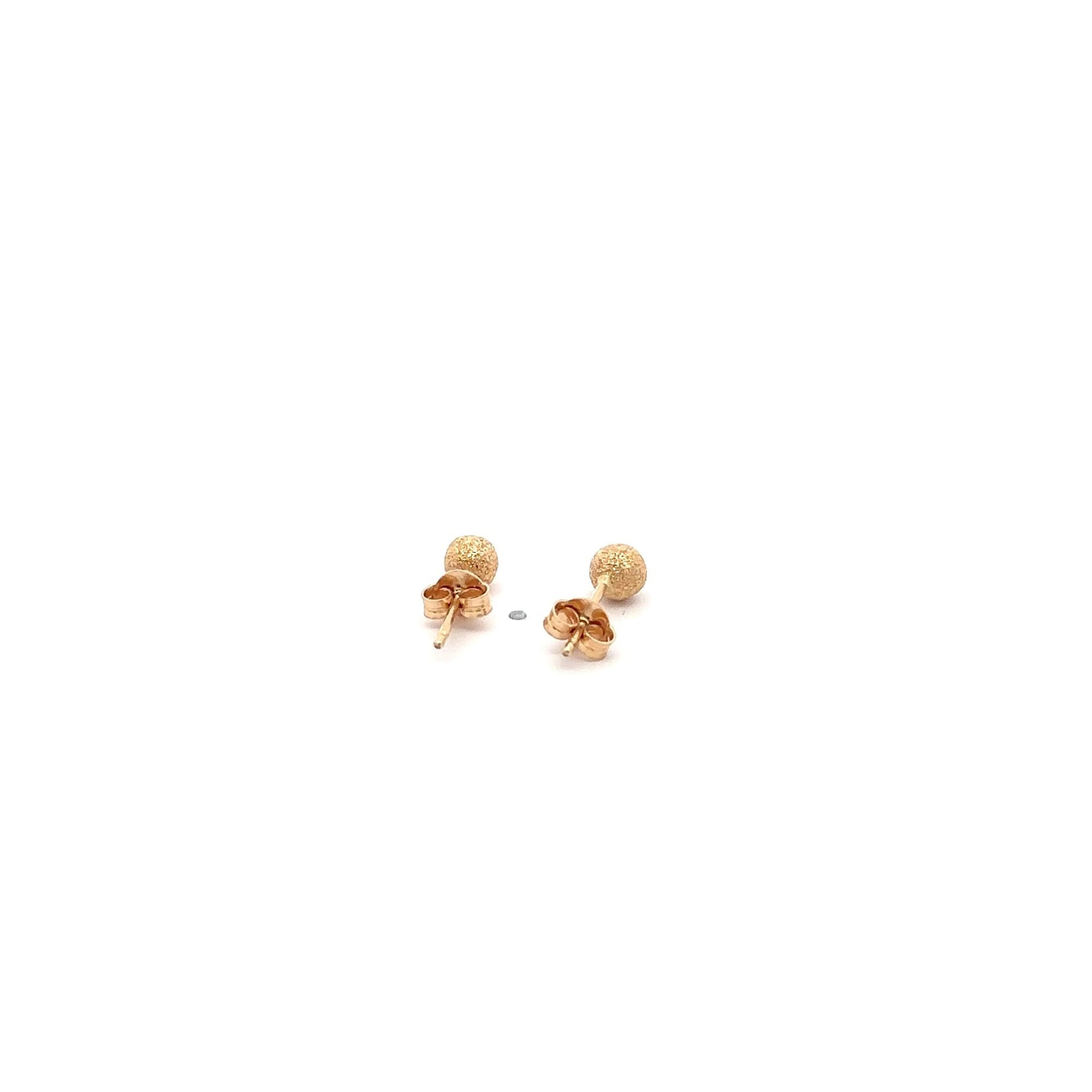 18K Gold Earrings Stud Balls Frosted Small - Rafant