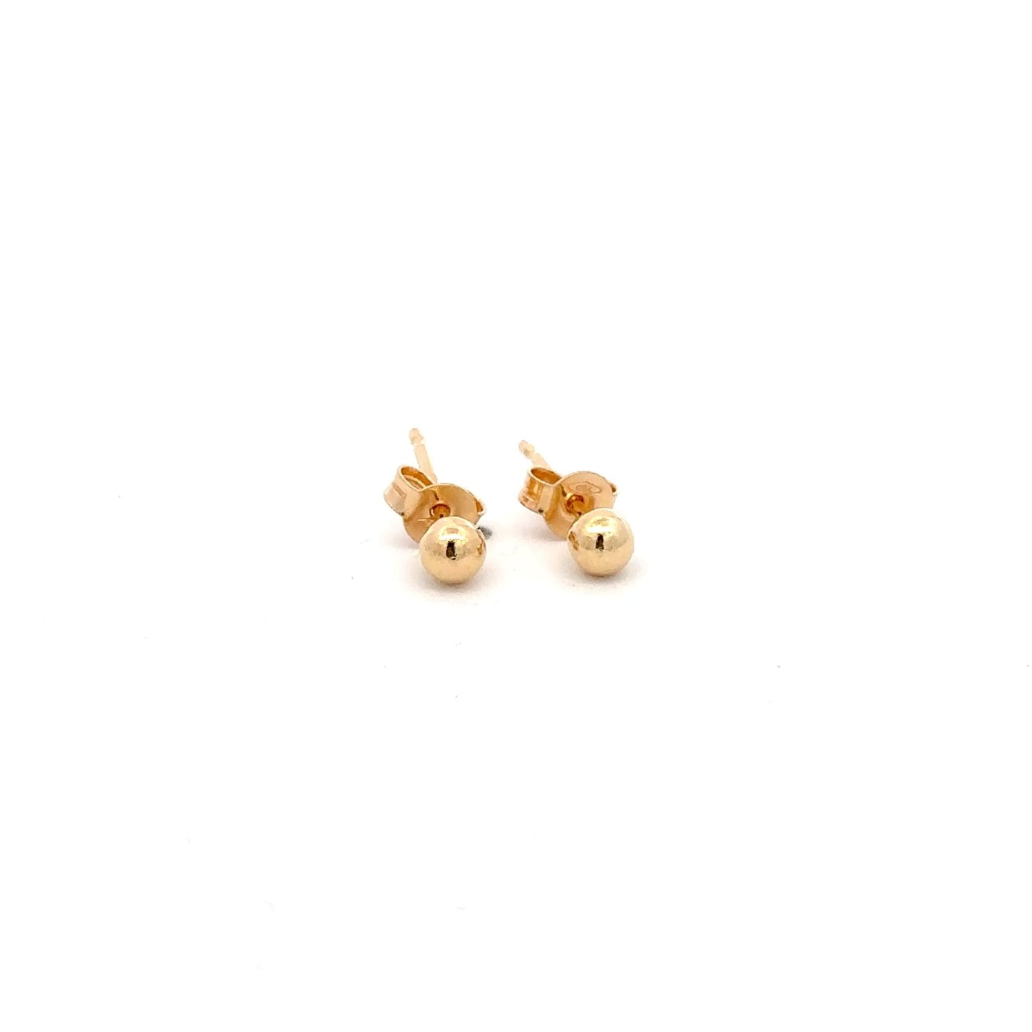 18K Gold Earrings Stud Balls Polished Small - Rafant