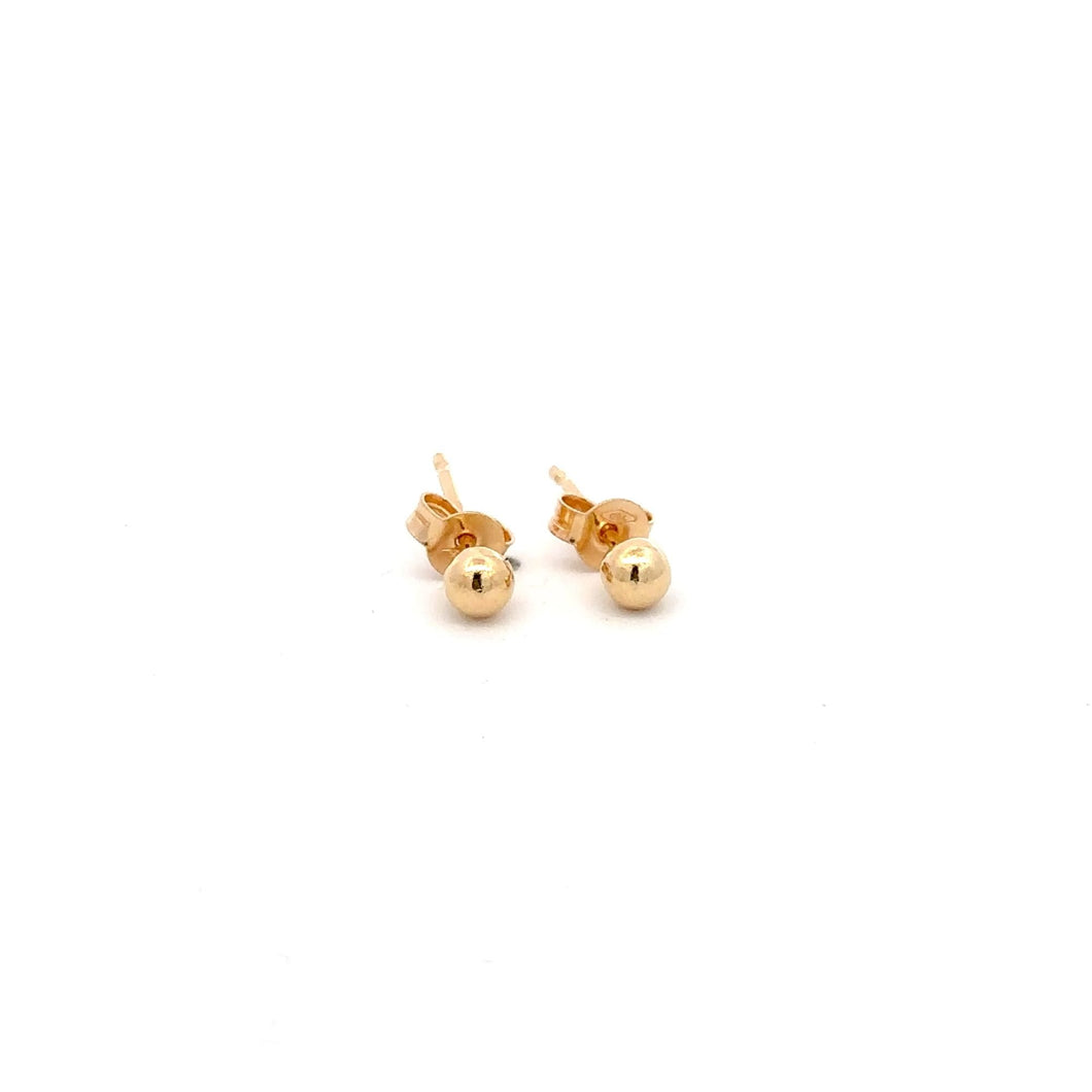 18K Gold Earrings Stud Balls Polished Small - Rafant