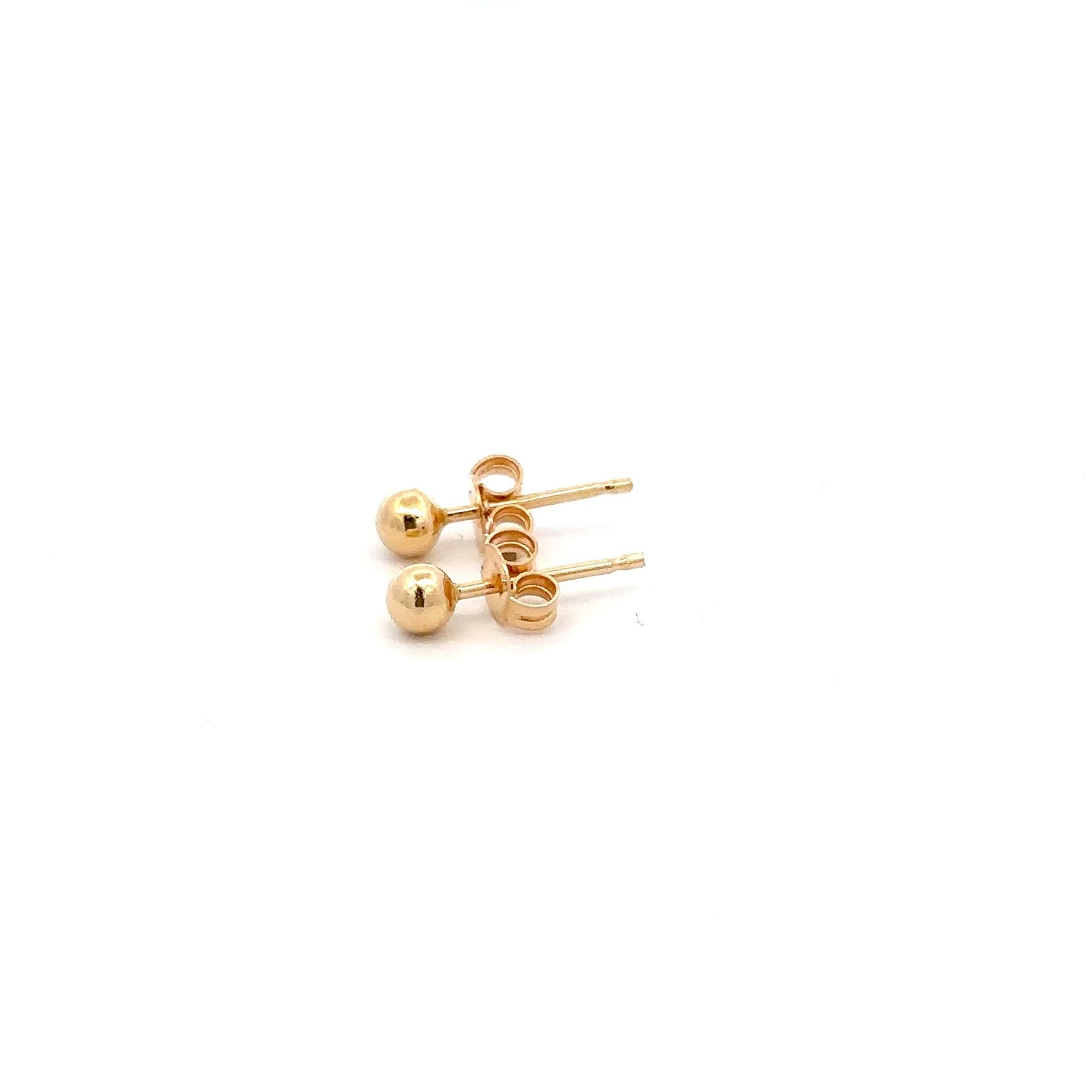 18K Gold Earrings Stud Balls Polished Small - Rafant