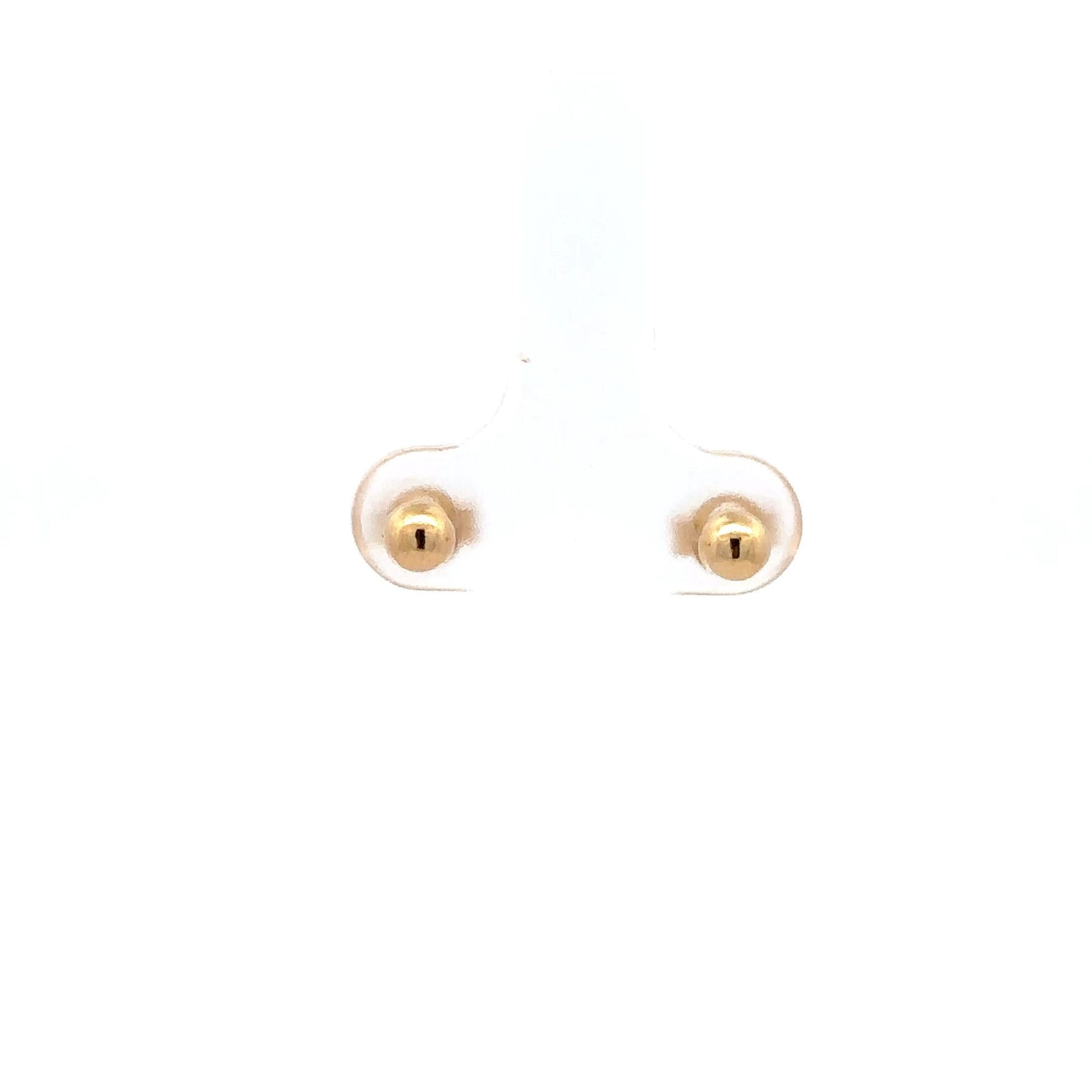 18K Gold Earrings Stud Balls Polished Small - Rafant
