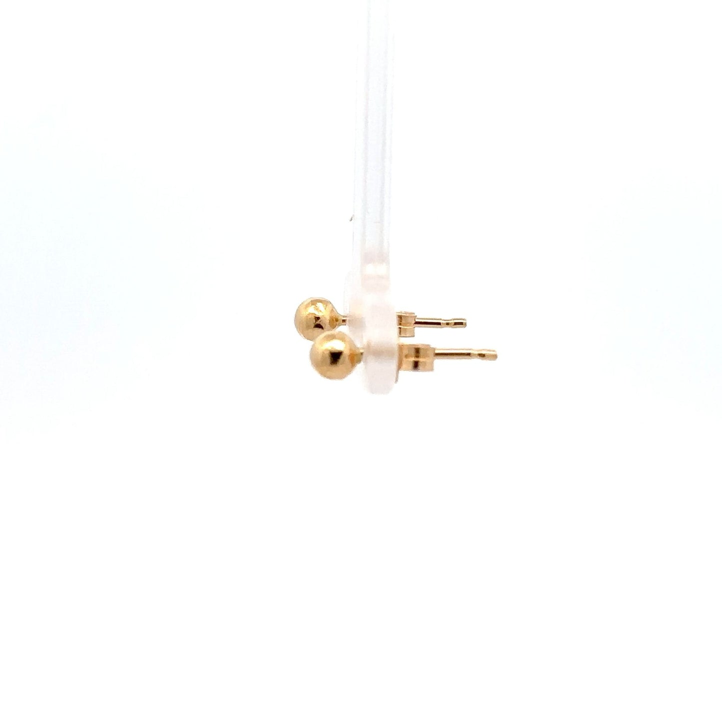 18K Gold Earrings Stud Balls Polished Small - Rafant