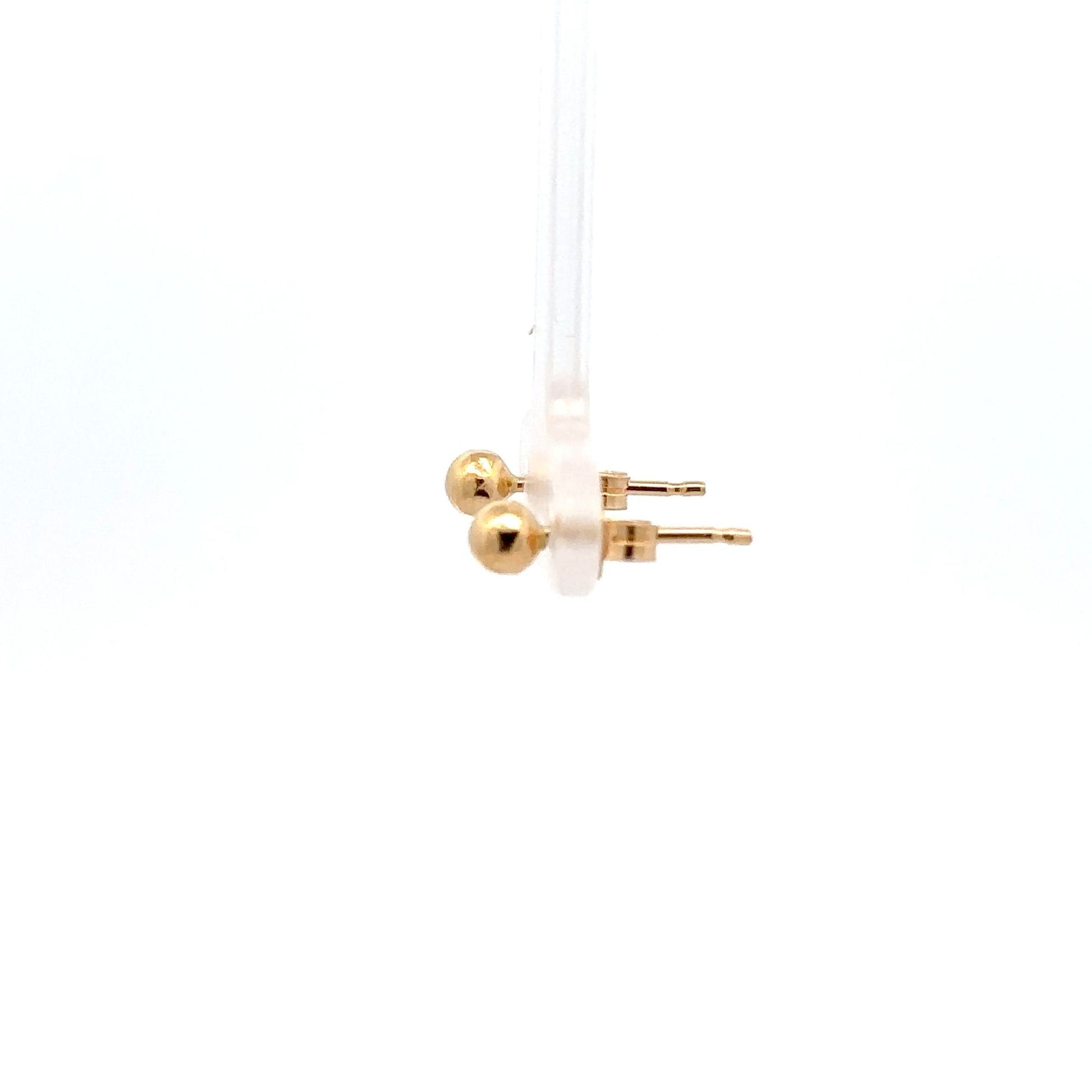 18K Gold Earrings Stud Balls Polished Small - Rafant