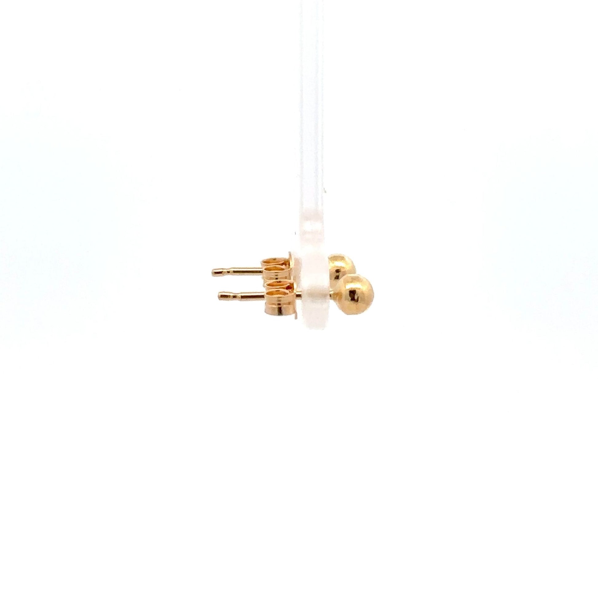 18K Gold Earrings Stud Balls Polished Small - Rafant