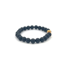Load image into Gallery viewer, 18K Gold Money Bag Matte Onyx Gemstones 4mm Mini 6mm Lucky Charm Elastic Bracelet
