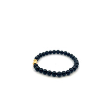 Load image into Gallery viewer, 18K Gold Pixiu Piyao Lucky Charm Bracelet Natural Black Onyx Gemstones 6mm - Rafant
