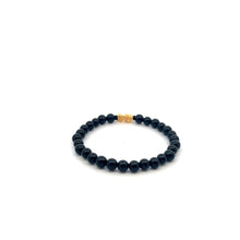 Load image into Gallery viewer, 18K Gold Pixiu Piyao Lucky Charm Bracelet Natural Black Onyx Gemstones 6mm - Rafant
