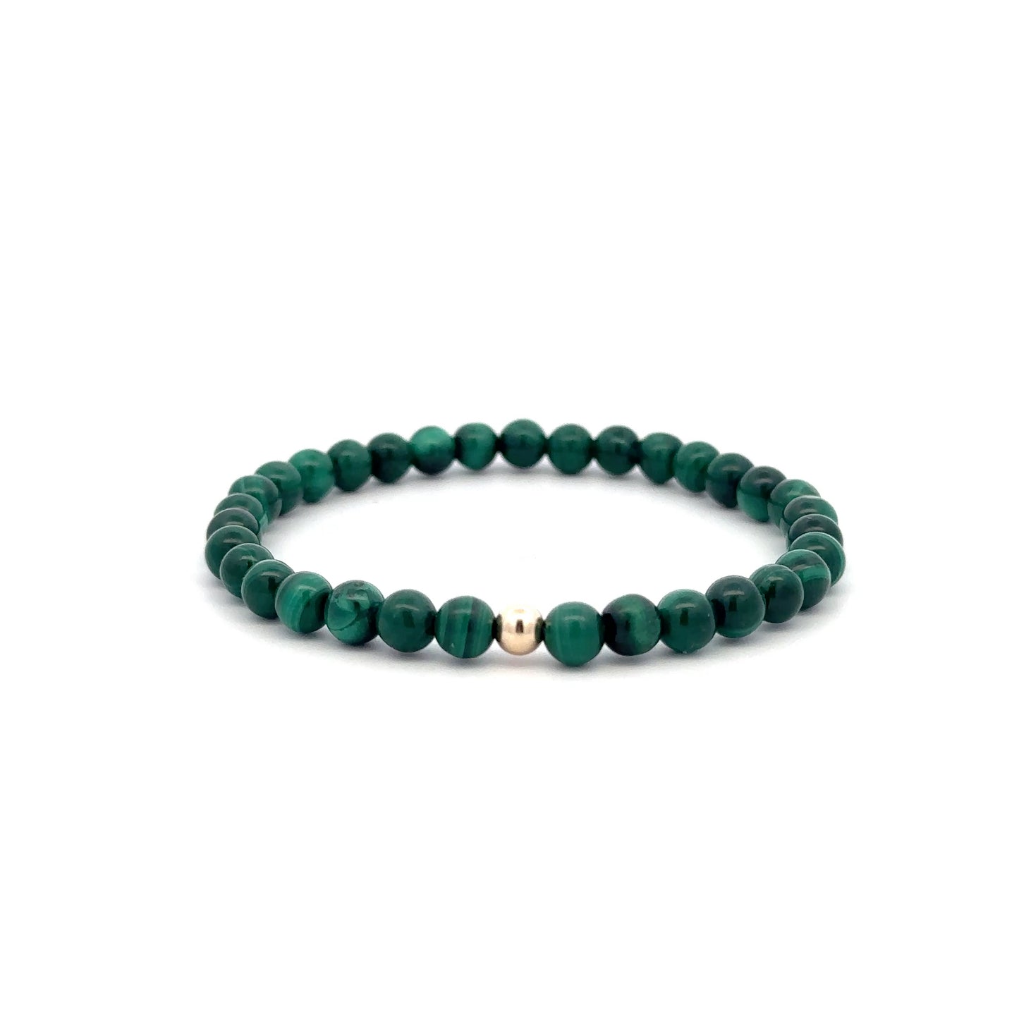 Gemstone Beaded Stretch Bracelet with 14K Gold Accent Bead Handmade Natural Stone Jewelry - Rafant