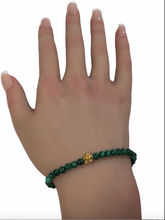 Load image into Gallery viewer, 18K Gold Money Coin Ball Lucky Charm Bracelet Mini Gemstones Natural Lapis Lazuli 4mm
