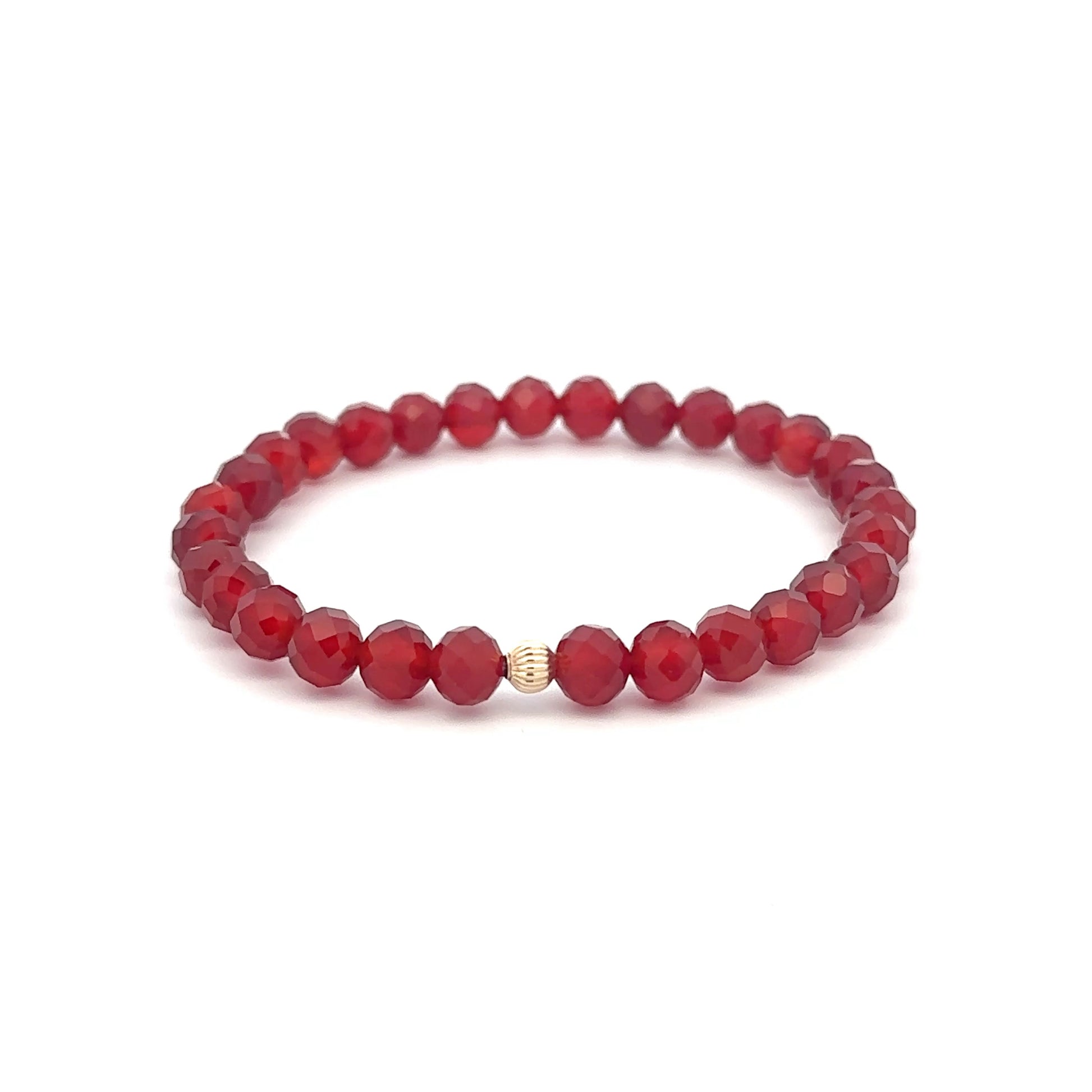Natural Gemstones Carnelian Microfaceted 4mm Stretch Bracelet with 14K Bead Choose Polished, Stardust, Corrugated - Rafant