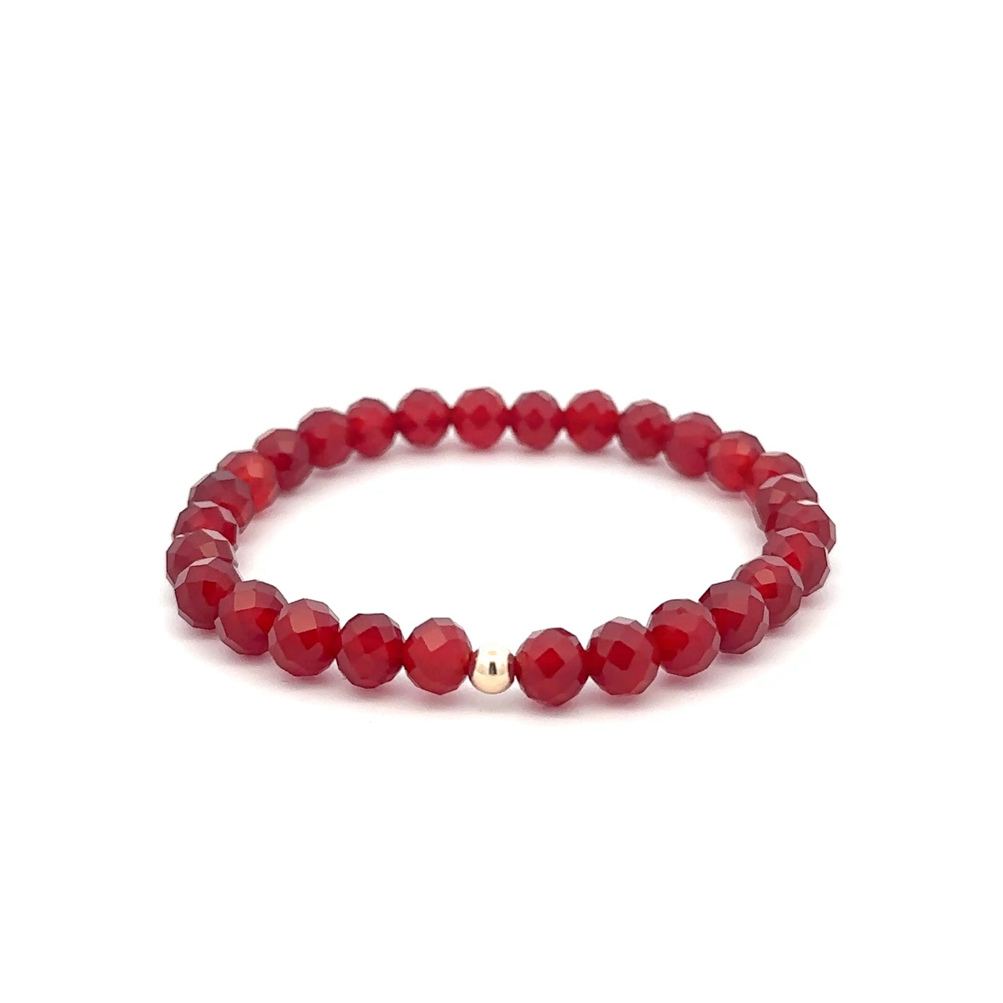 Natural Gemstones Carnelian Microfaceted 4mm Stretch Bracelet with 14K Bead Choose Polished, Stardust, Corrugated - Rafant