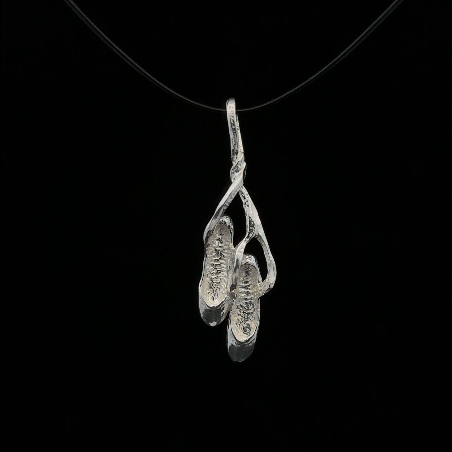 925 Sterling Silver Pendant Charm Ballerina Slipper - Rafant