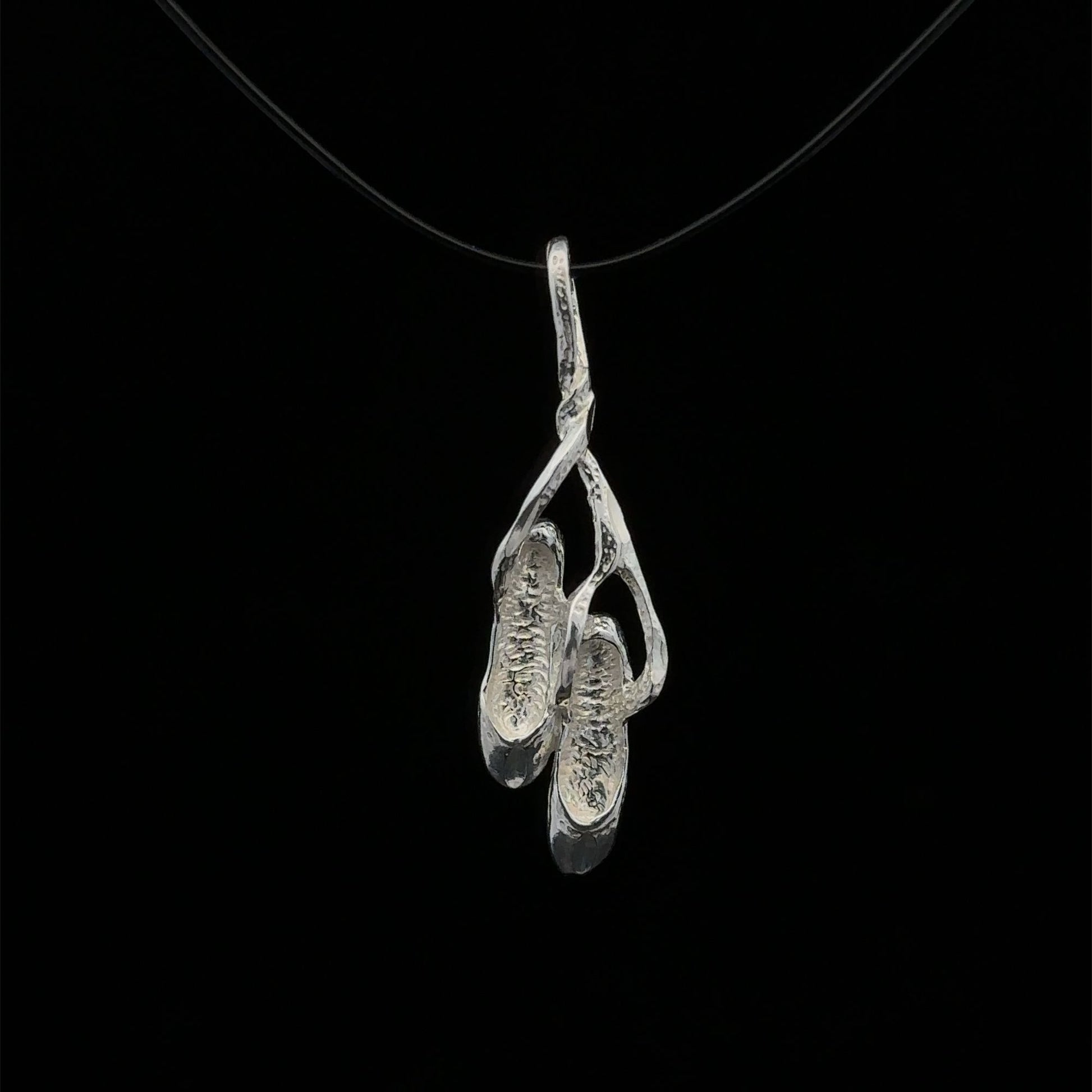 925 Sterling Silver Pendant Charm Ballerina Slipper - Rafant
