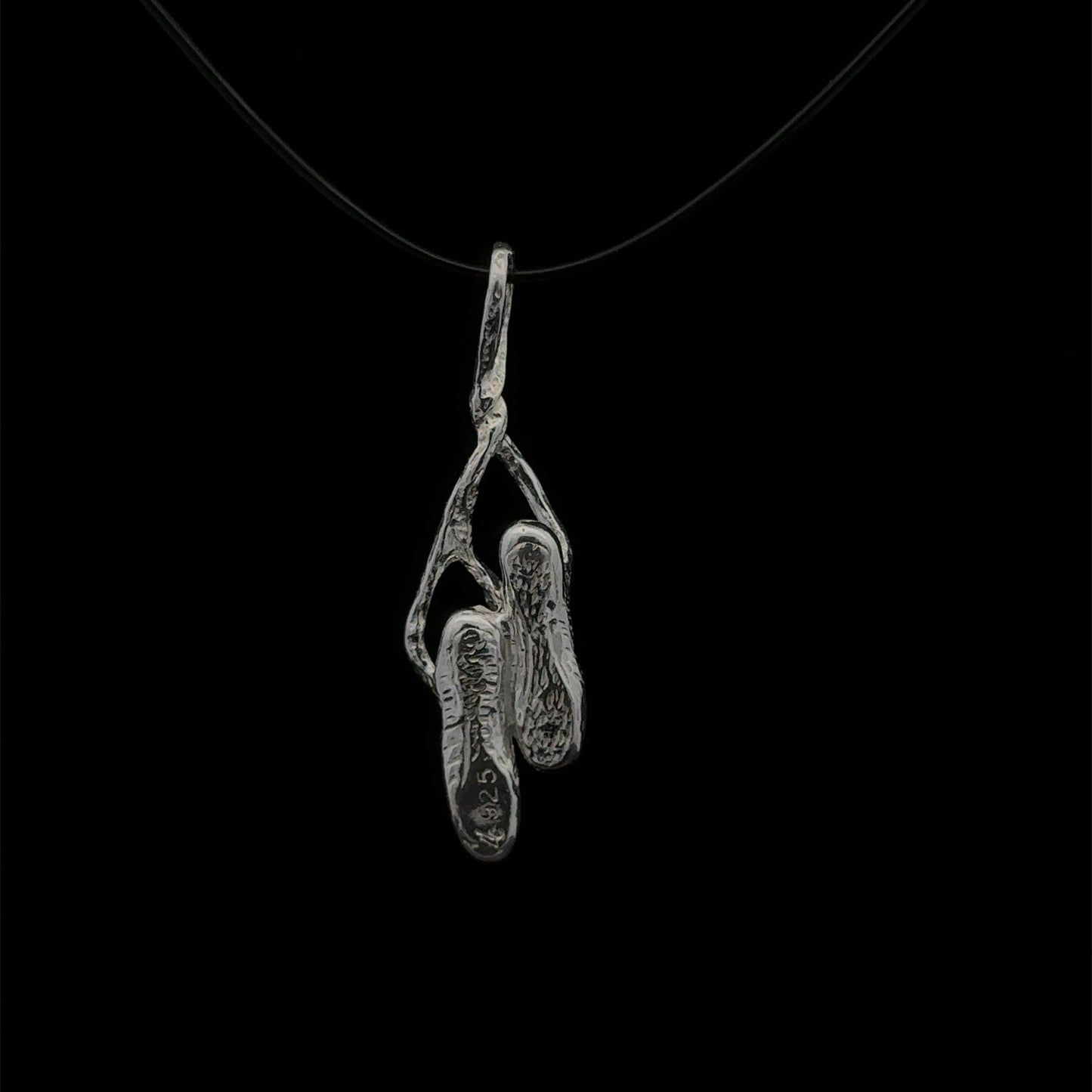 925 Sterling Silver Pendant Charm Ballerina Slipper - Rafant