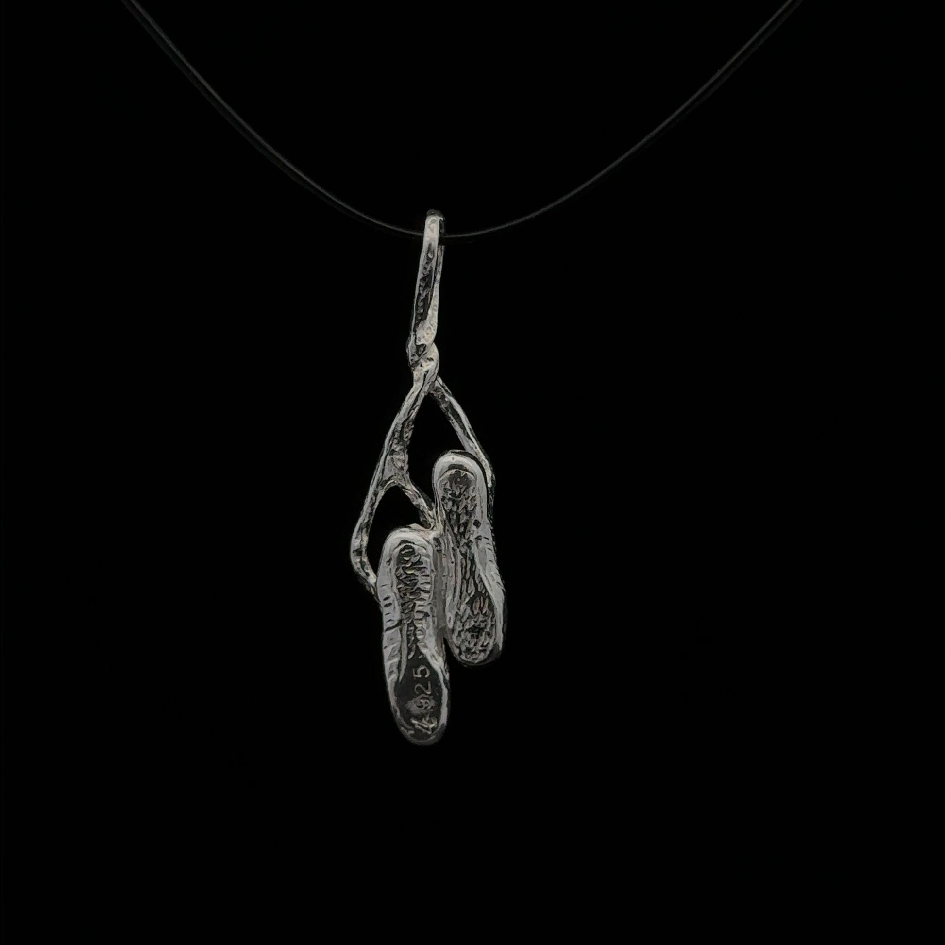 925 Sterling Silver Pendant Charm Ballerina Slipper - Rafant