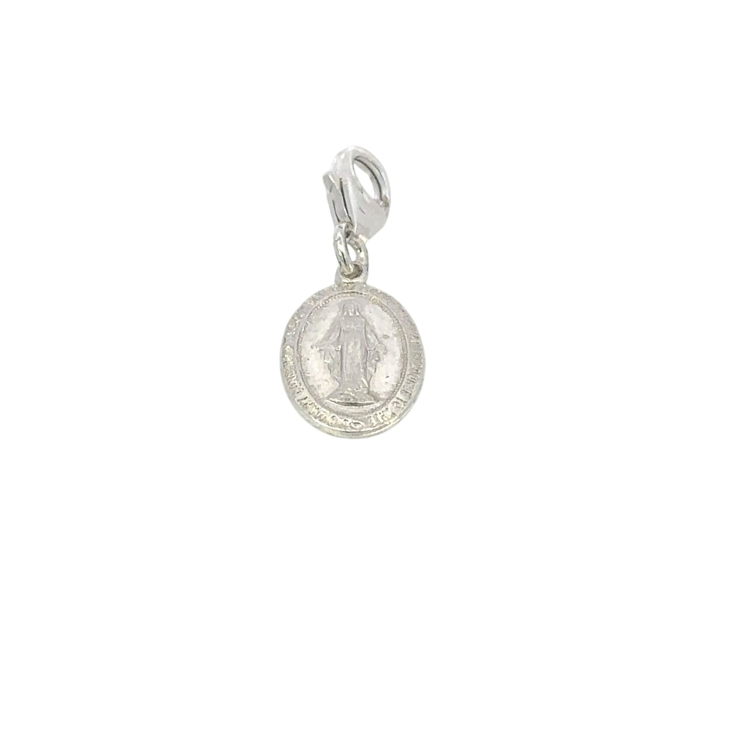 925 Sterling Silver Miraculous Medal Religious Charm,  Pendant with Lobster Clasp
