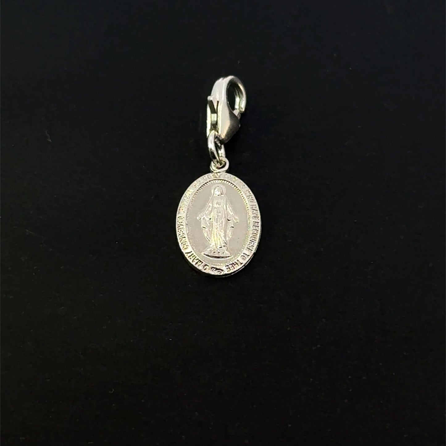 925 Sterling Silver Miraculous Medal Religious Charm,  Pendant with Lobster Clasp