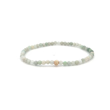 Load image into Gallery viewer, Burmese Jade Mini Beaded Stretch Bracelet with 14K Gold Corrugated Accent Bead Handmade Natural Stone Jewelry
