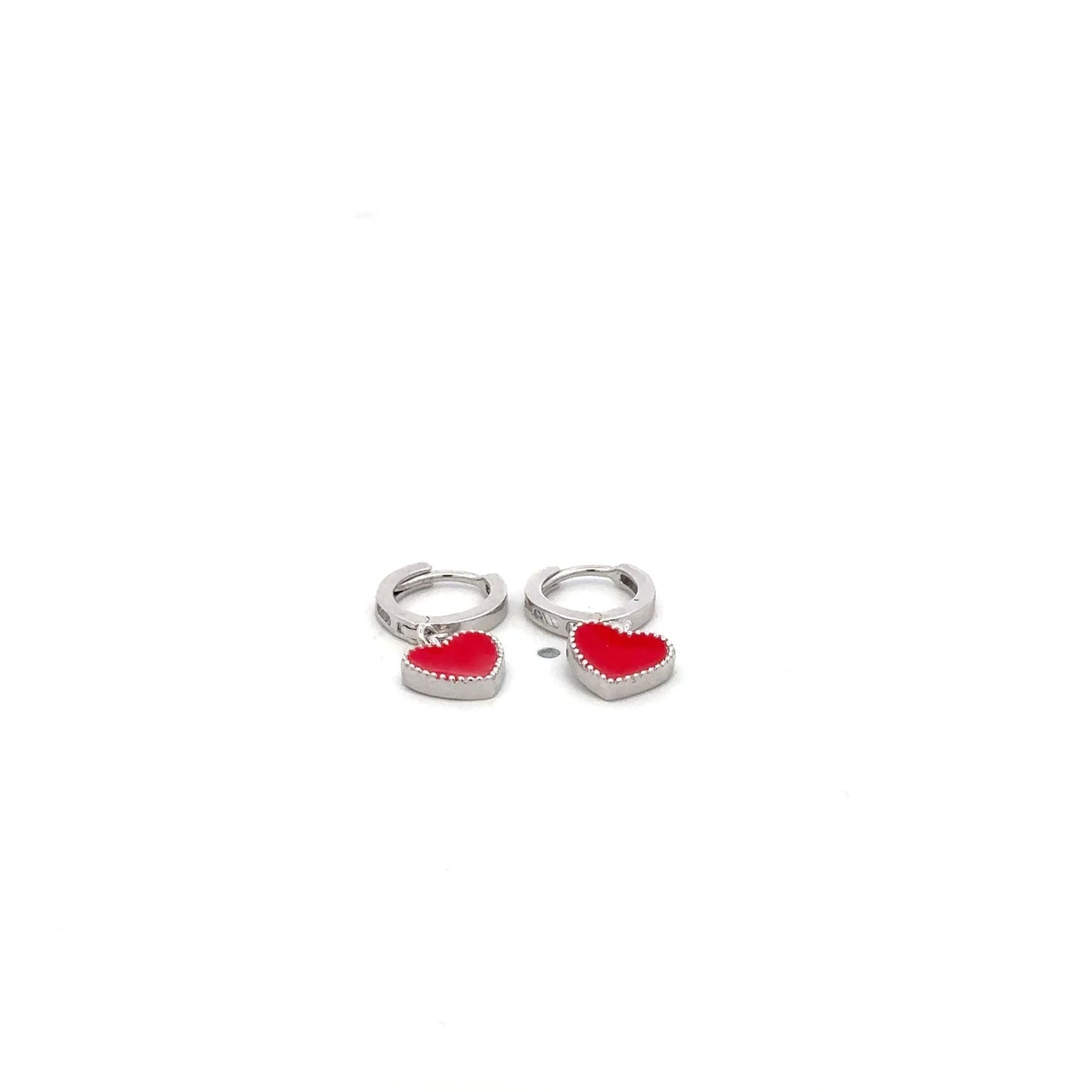 925 Sterling Silver Hoops Earrings Dangle Heart - Rafant