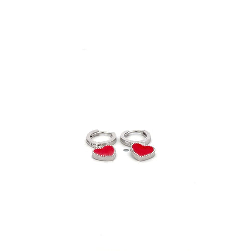 925 Sterling Silver Hoops Earrings Dangle Heart - Rafant