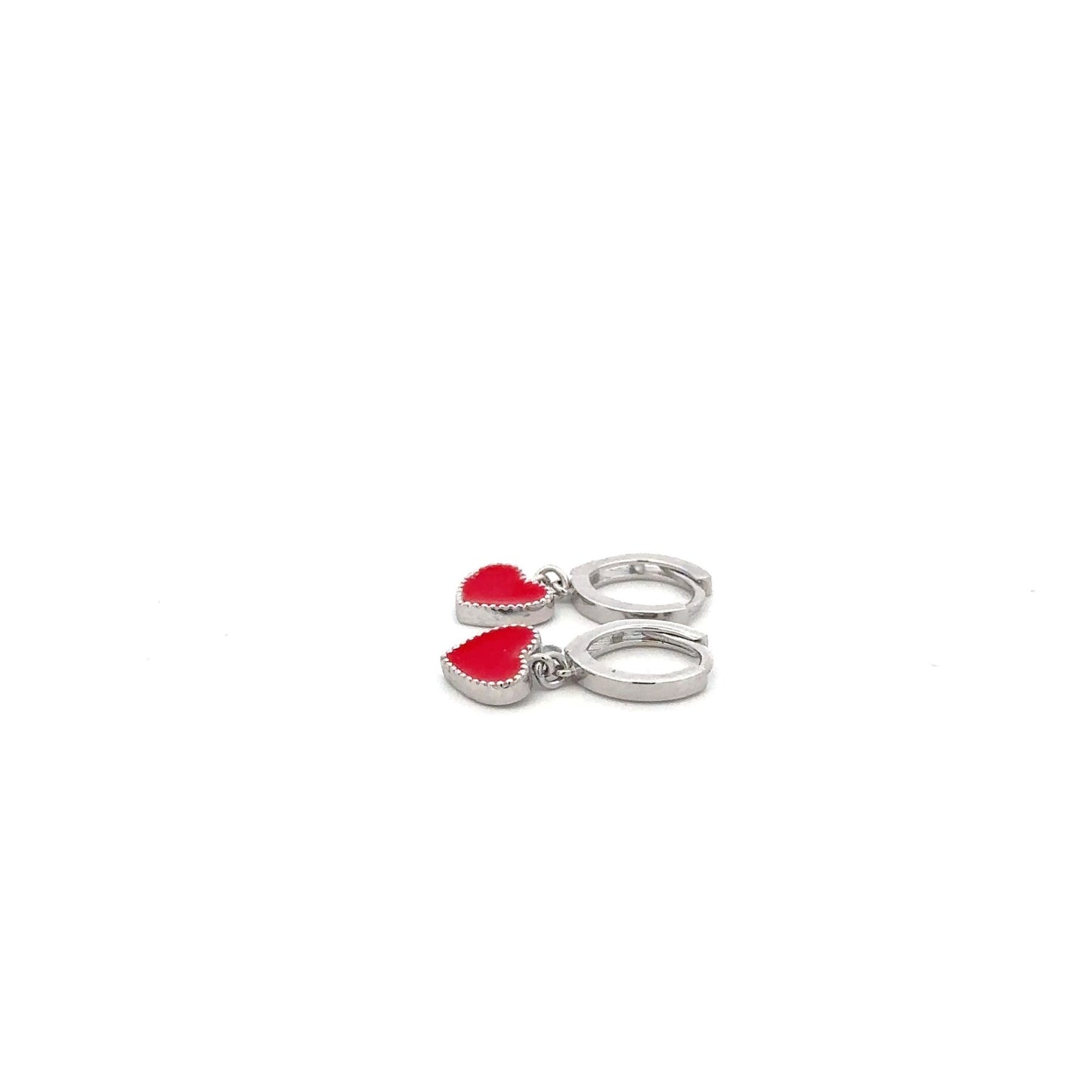 925 Sterling Silver Hoops Earrings Dangle Heart - Rafant