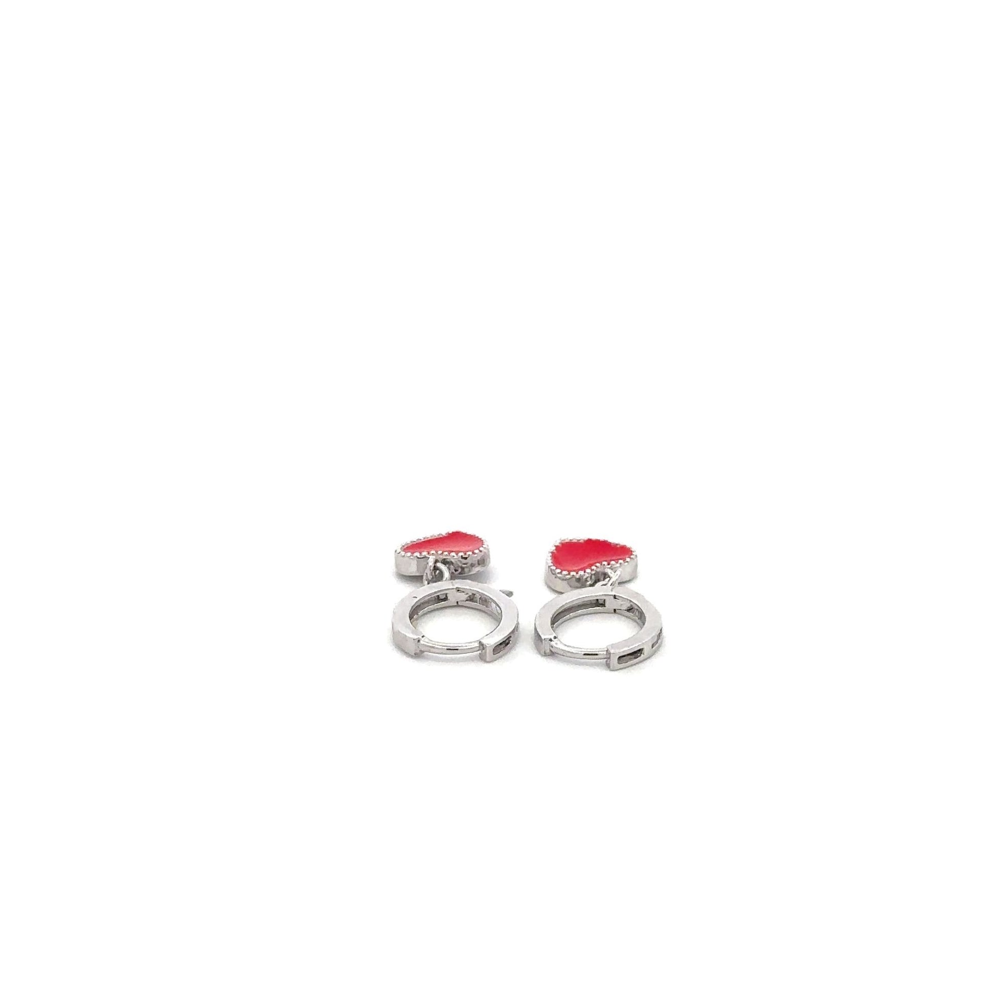 925 Sterling Silver Hoops Earrings Dangle Heart - Rafant
