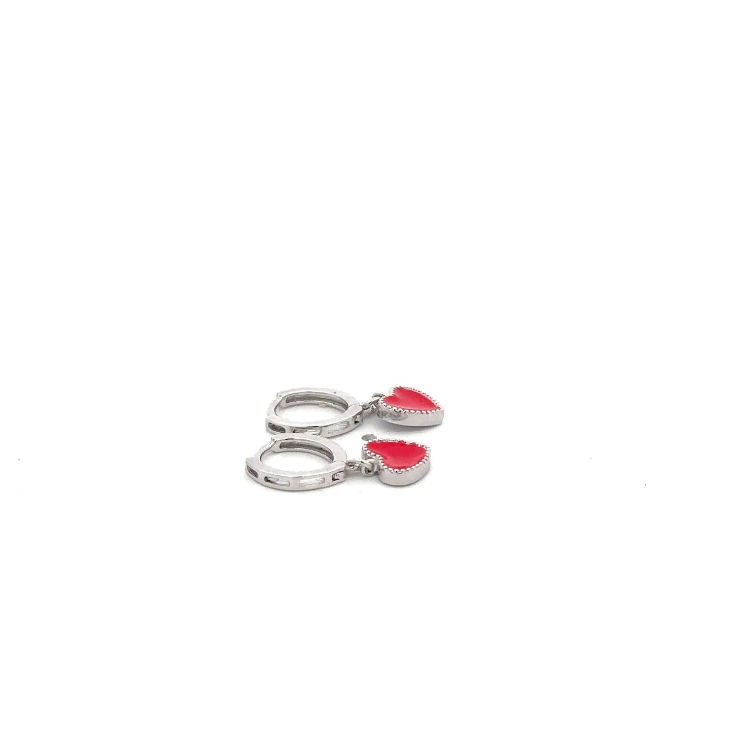 925 Sterling Silver Hoops Earrings Dangle Heart - Rafant