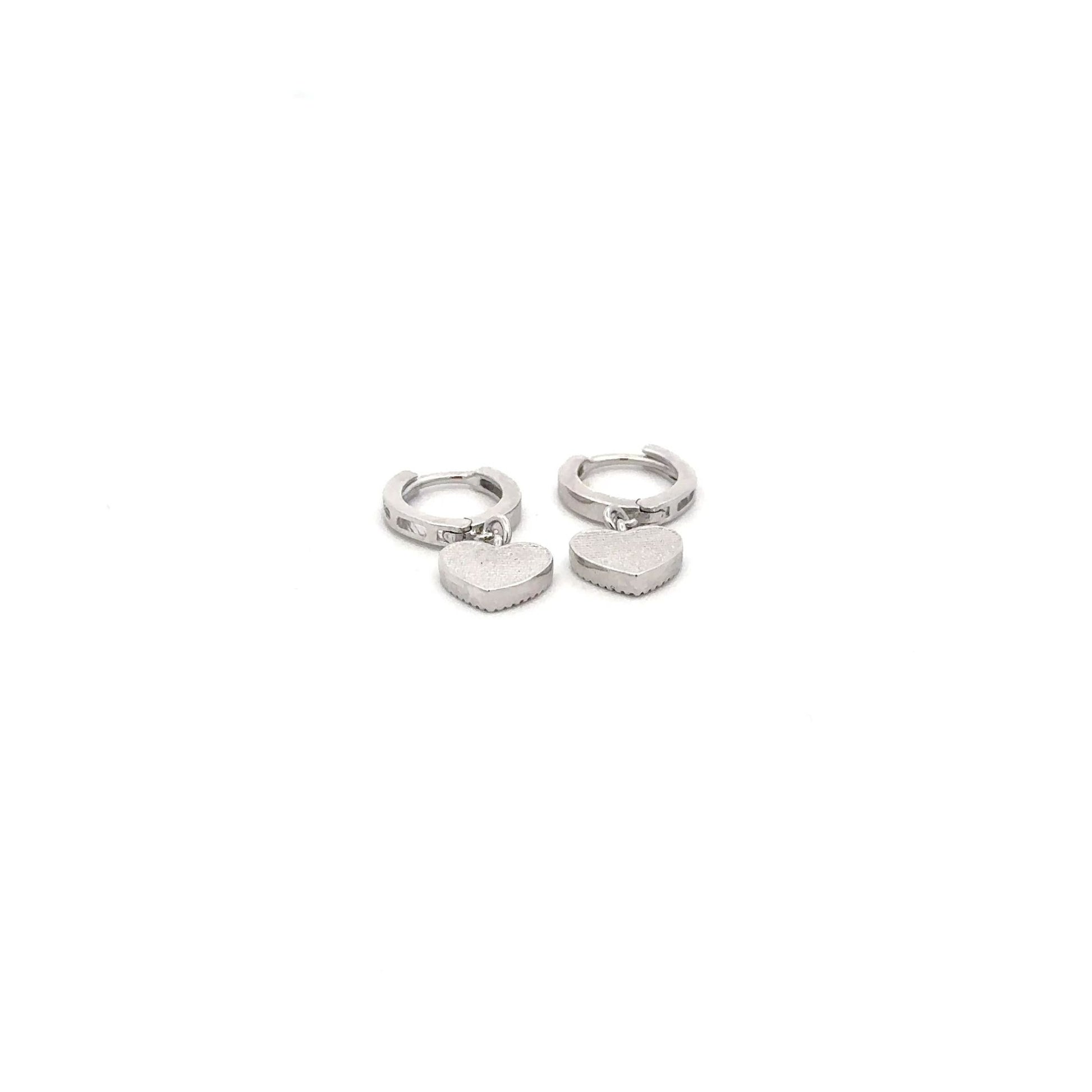 925 Sterling Silver Hoops Earrings Dangle Heart - Rafant