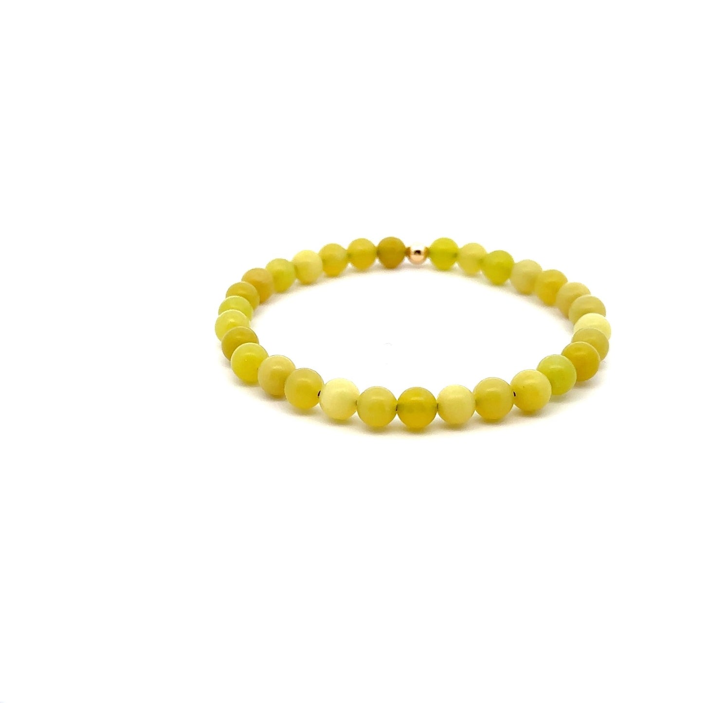 Natural Lemon Jade Gemstones 6mm Stretchable Bracelet 18k Gold Bead Charm S7" - Rafant
