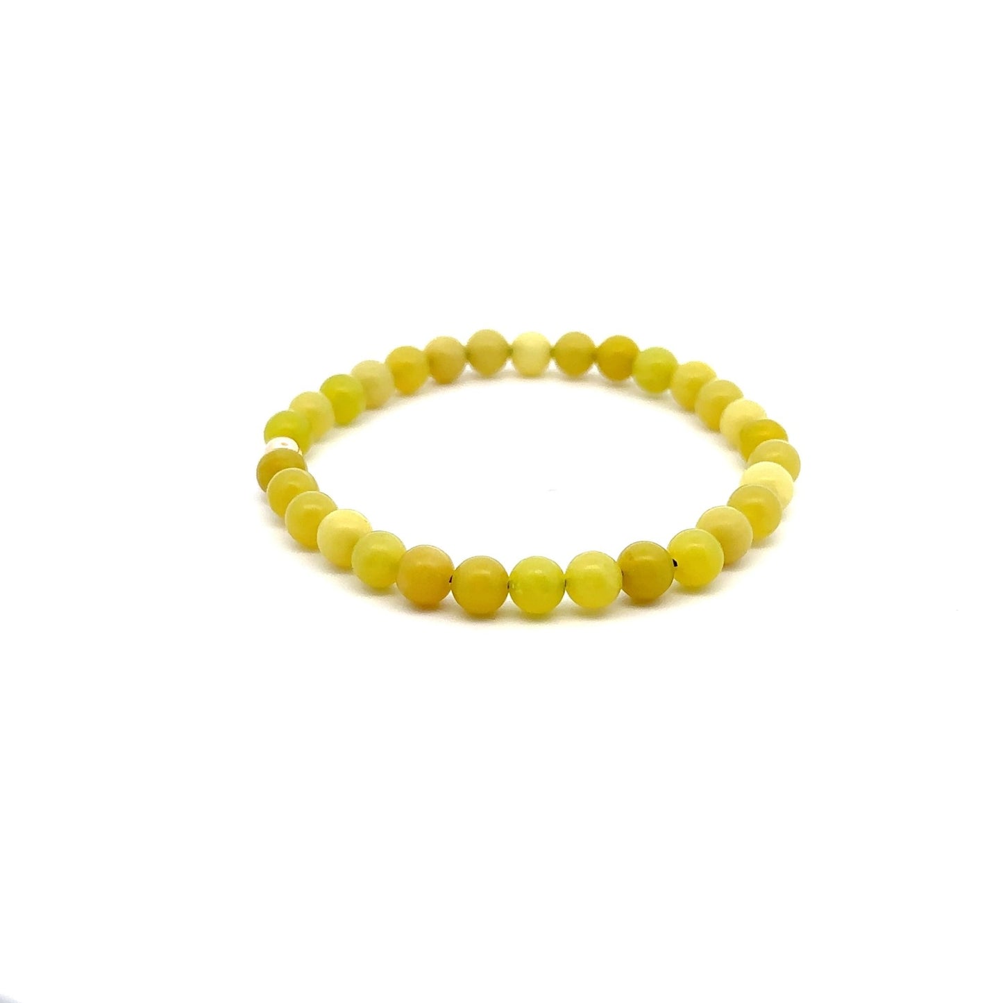 Natural Lemon Jade Gemstones 6mm Stretchable Bracelet 18k Gold Bead Charm S7" - Rafant