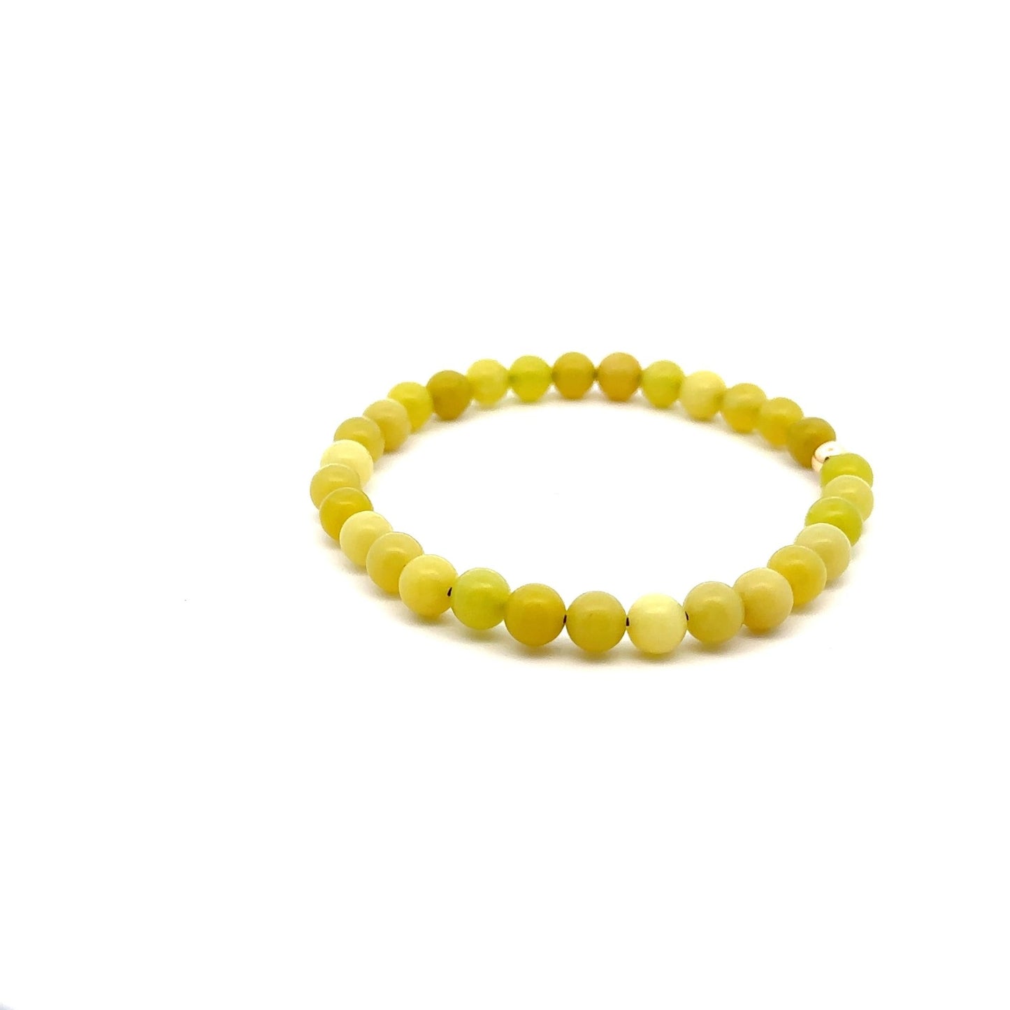Natural Lemon Jade Gemstones 6mm Stretchable Bracelet 18k Gold Bead Charm S7" - Rafant