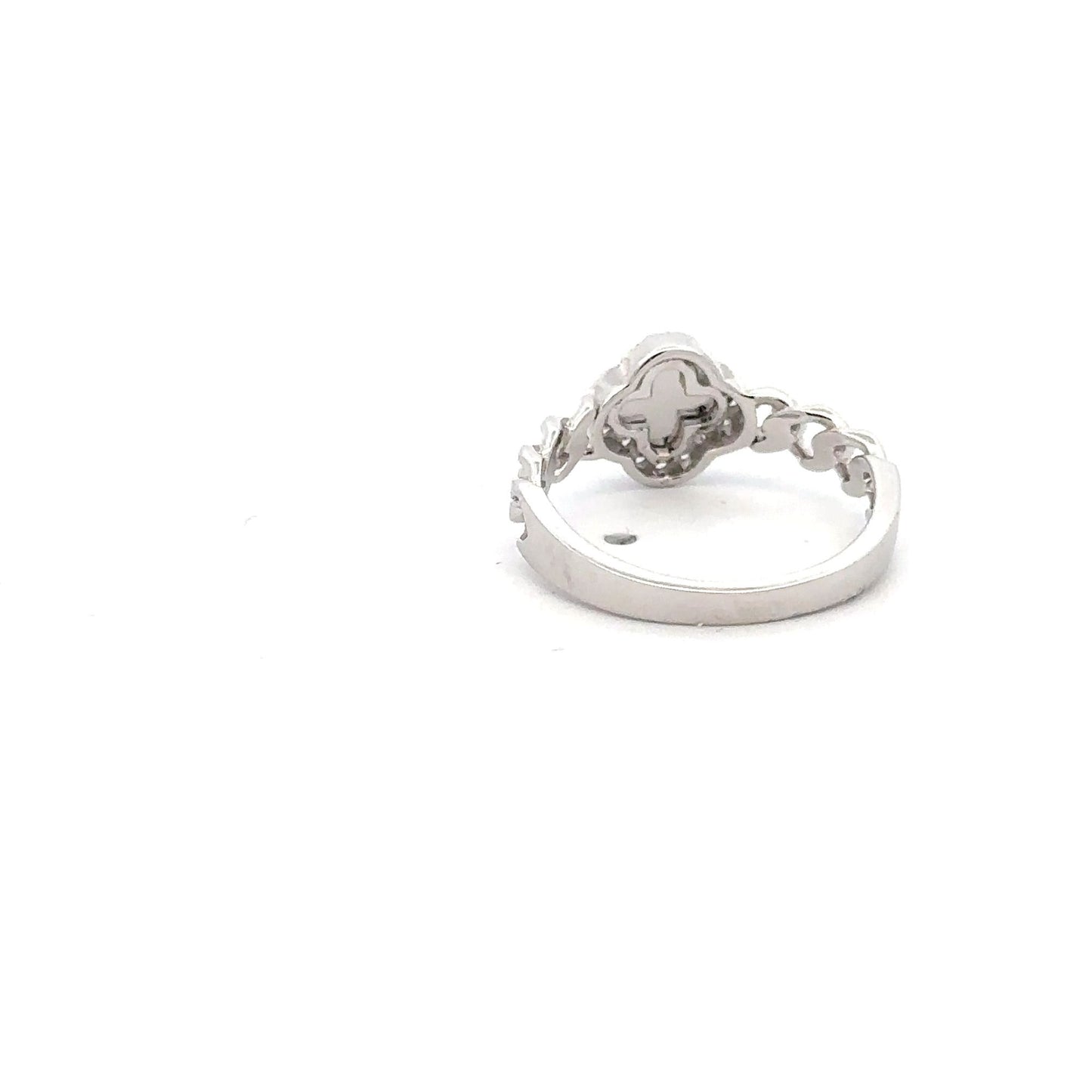 925 Sterling Silver Ring Flower Infinity Clear CZ Stones Size 5 - Rafant