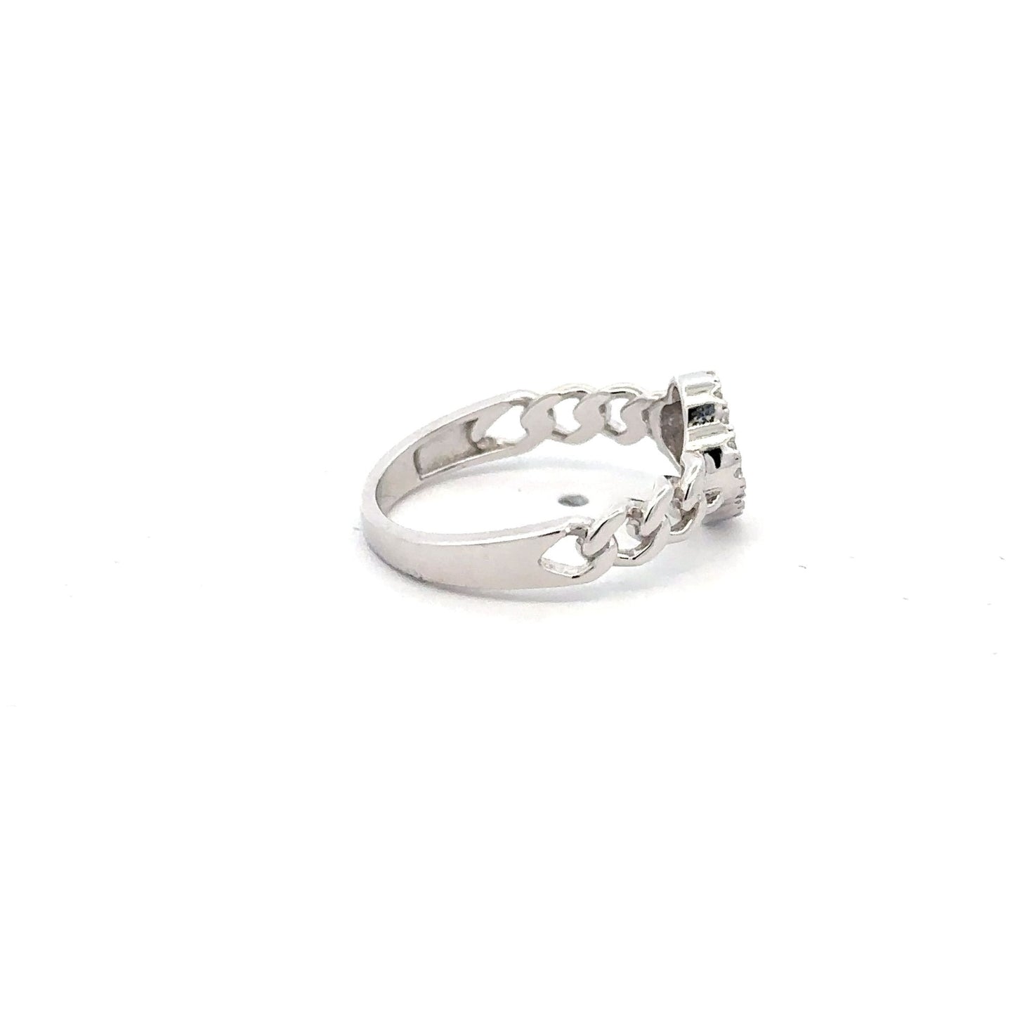 925 Sterling Silver Ring Flower Infinity Clear CZ Stones Size 5 - Rafant