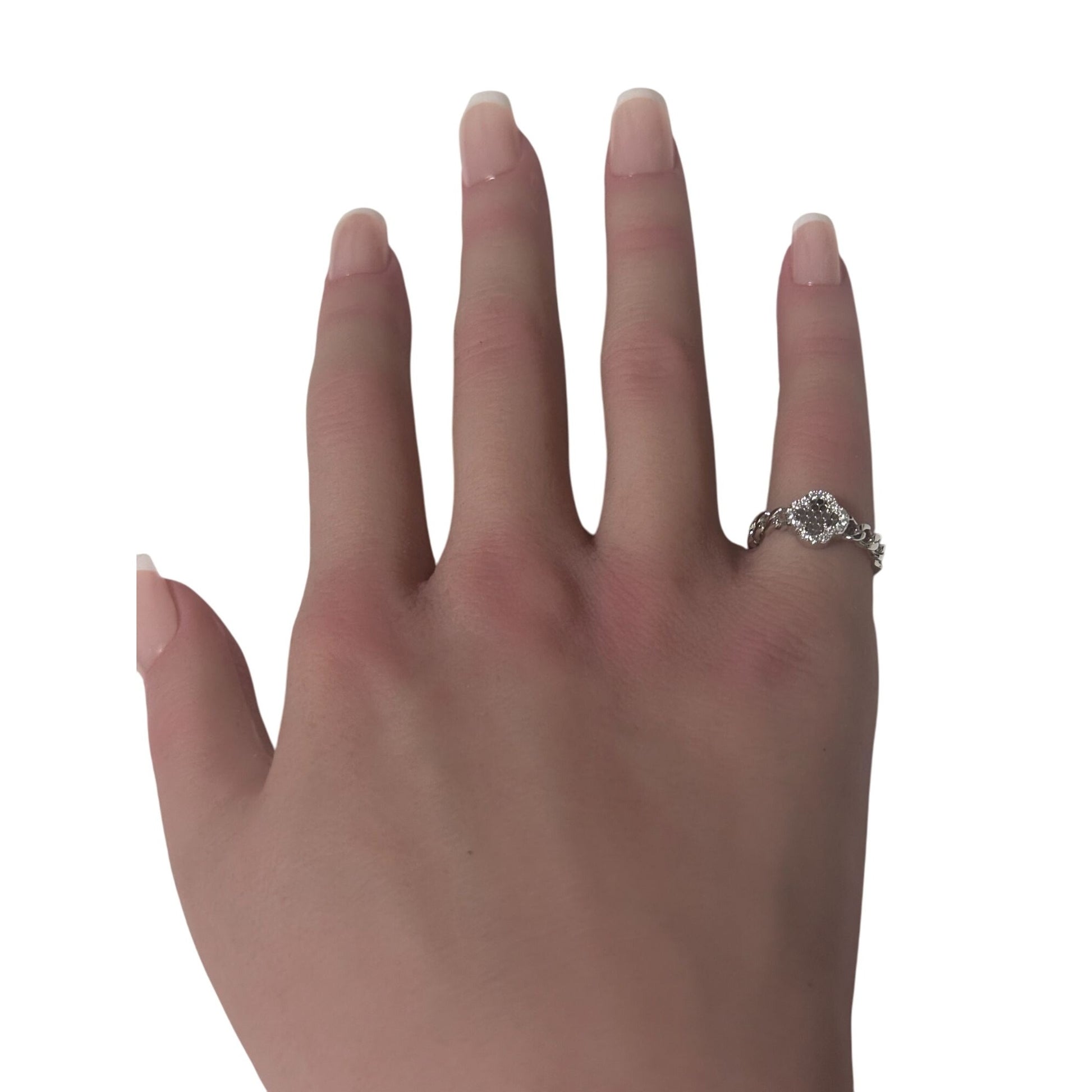 925 Sterling Silver Ring Flower Infinity Clear CZ Stones Size 5 - Rafant