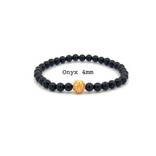 Load image into Gallery viewer, 18K Gold Money Coin Ball Lucky Charm Bracelet Mini Gemstones Natural Lapis Lazuli 4mm
