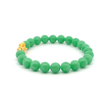 Load image into Gallery viewer, 24K Yellow Gold Piyao Pixiu Bracelet Gemstones Natural Jadeite Jade Green 9-10mm Size 6 inches - Rafant
