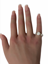 Load image into Gallery viewer, Natural Gemstone Flower and Beads Stretch Ring with 14K Gold Bead - Rafant

