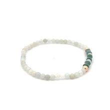 Load image into Gallery viewer, 18K Solid Gold 4mm Bead Stretch Bracelet Green Icy Jade Bamboo Round
