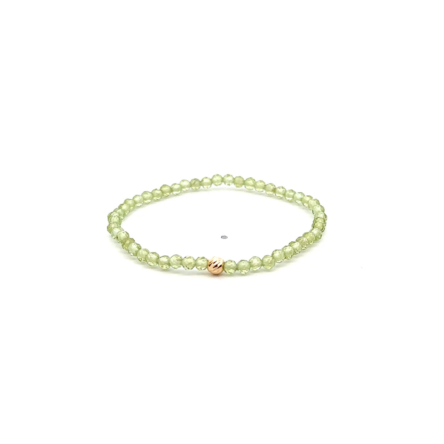Natural Peridot Gemstone Mini 3mm 18K Gold Charm Bead August Birthstone - Rafant