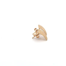 Load image into Gallery viewer, 18K Gold Earrings Stud Rectangle Frosted 1.58 grams - Rafant
