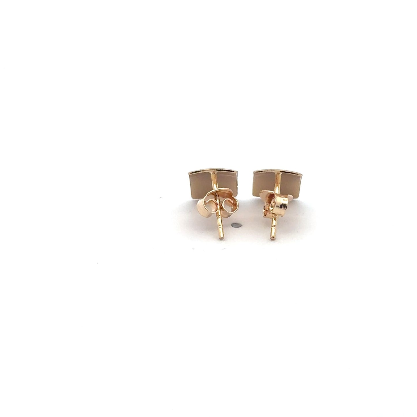 18K Gold Earrings Stud Rectangle Frosted 1.58 grams - Rafant