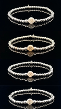 Load image into Gallery viewer, 925 Sterling Silver Beaded Stretch Stacking Bracelet MOP Letters Initials
