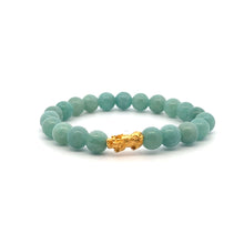 Load image into Gallery viewer, 24K Gold Piyao Pixiu Lucky Charm Bracelet  Aventurine Gemstones 8mm Size 6 inches
