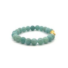 Load image into Gallery viewer, 24K Gold Piyao Pixiu Lucky Charm Bracelet  Aventurine Gemstones 8mm Size 6 inches
